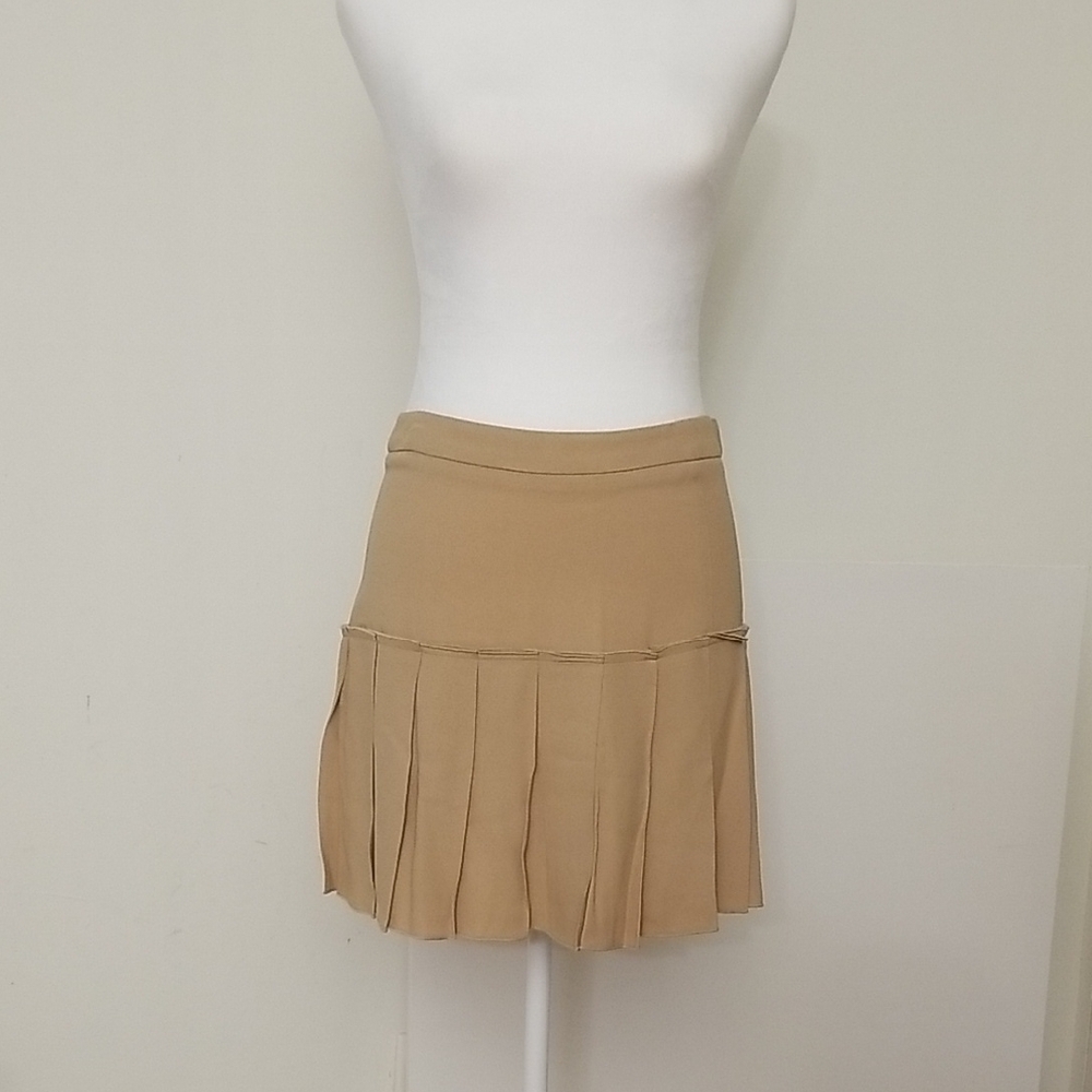 Trussardi Beige Pleated Skirt with Zipper